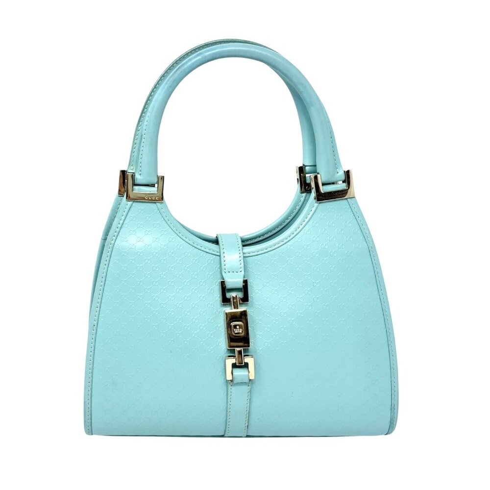 GUCCI Vintage Micro GG Monogram Logo Jackie Mini Tote Bag Mint Blue [105560] - Picture 5 of 14